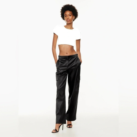 Babaton Cinna Cargo Satin Pant in Black NWT - Picture 1 of 3